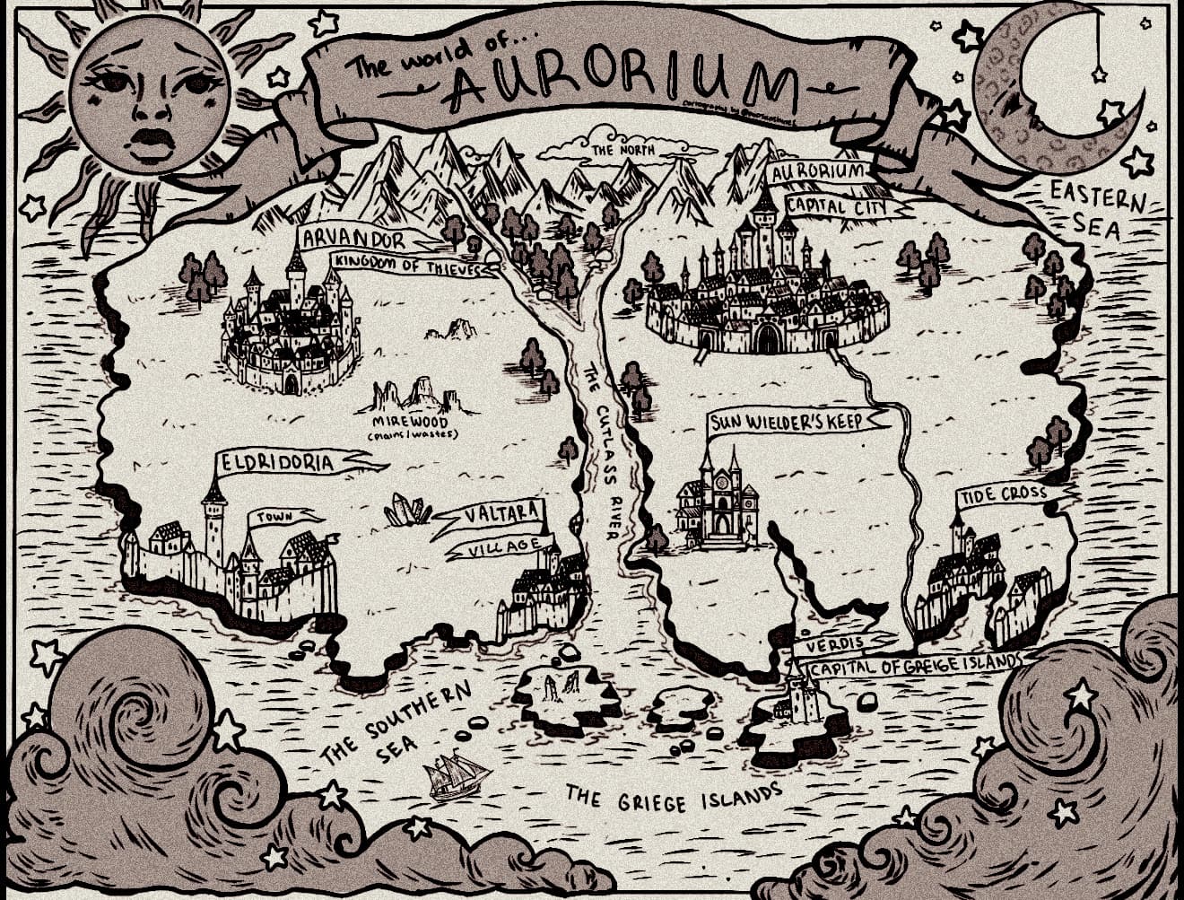 Illustrated map of Aurorium